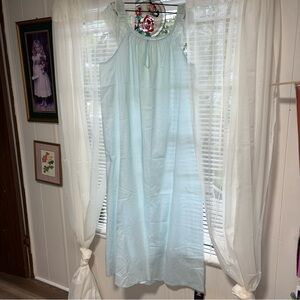 Vintage SEARS Women’s Baby Blue Babydoll White Lace Tie Nightgown SZ L 38-40
